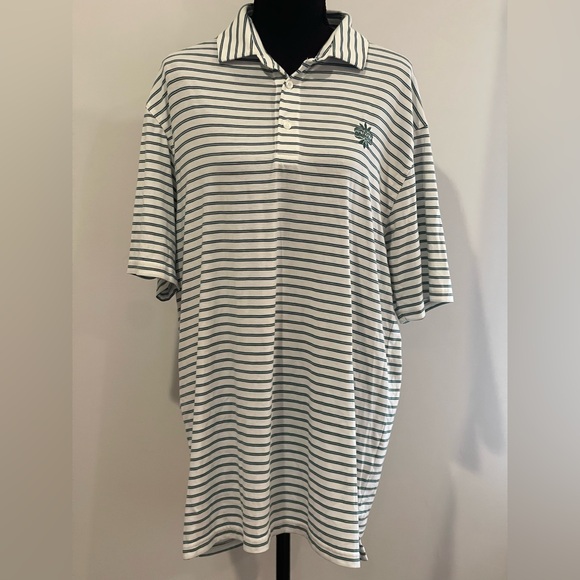 Oxford Other - Oxford Golf L Striped Polo Shirt - Green and White‎ 417